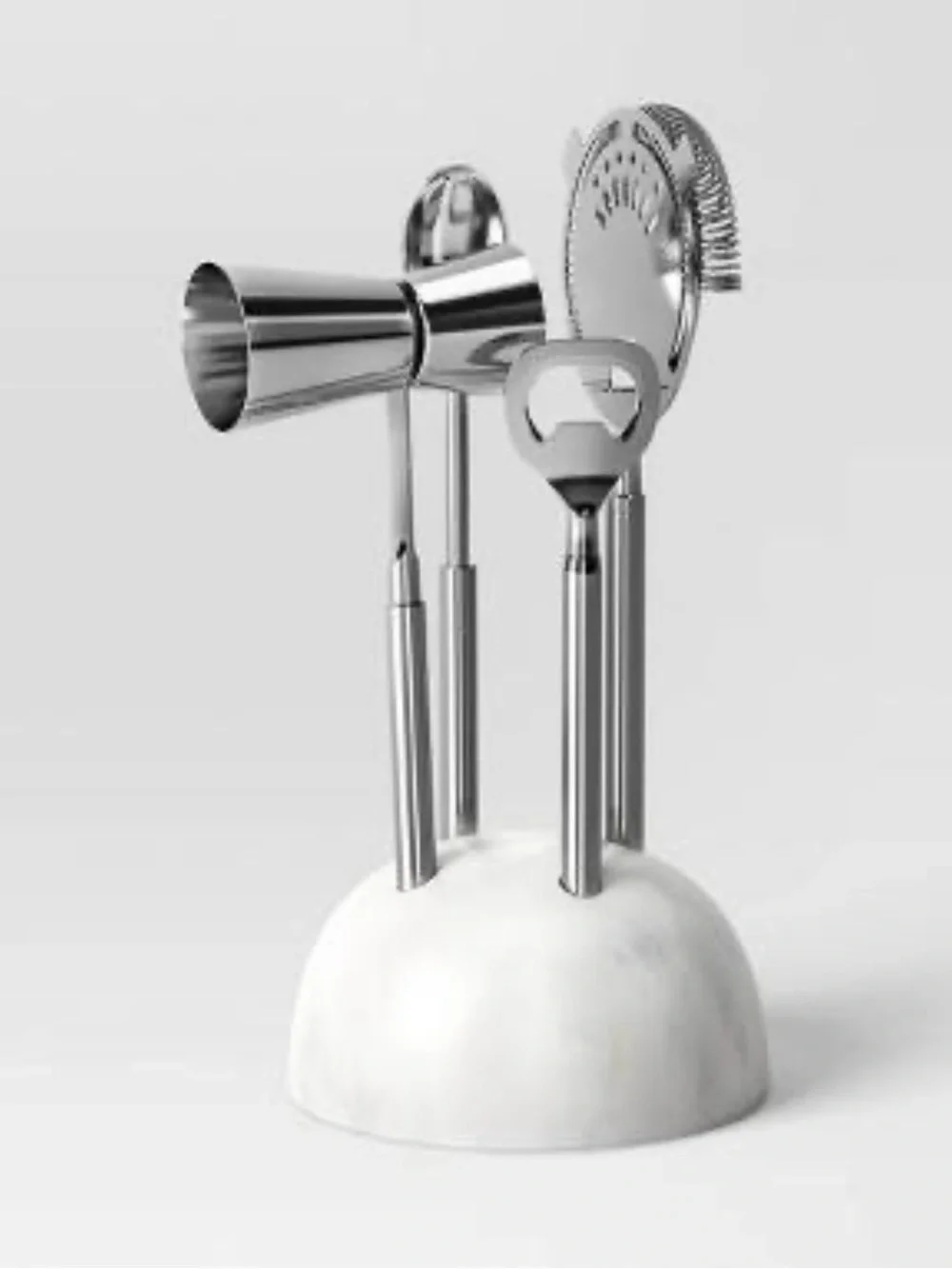 Threshold Stainless Steel Barware Set With Marble Stand (4 ct) New in Box